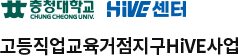 충청대학교 HIVE센터 고등직업교육거점지구HIVE사업 로고